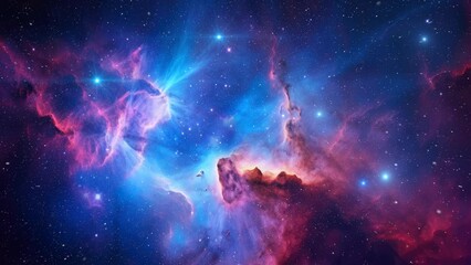 Wall Mural - Big purple and blue nebula in deep space