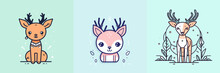 "Adorable Deer Character Illustrations In Various Poses And Expressions, Perfect For Your Next Project!
A Collection Of Cute Cartoon Deer Characters That Will Add Charm And Whimsy To Any Design.
These