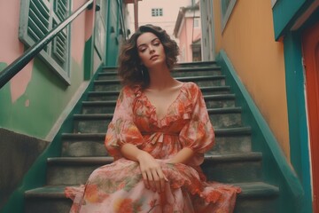 Wall Mural - The captivating Brasilian girl effortlessly blends tradition and modernity with her enchanting style. generative AI