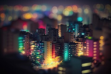 Wall Mural - Tilt shift color grades pallet night long exposure. Generative AI AIG15.