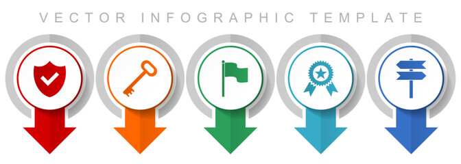 Aufkleber - Internet icon set, miscellaneous pointer icons such as shield, key, flag, badge and signpost for webdesign and mobile applications, modern design infographic vector template