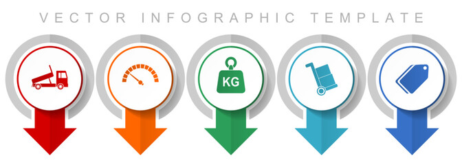Aufkleber - Transport icon set, miscellaneous pointer icons such as truck, speedmeter, kg, barrow and ticket for webdesign and mobile applications, modern design infographic vector template