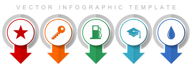 Poster - Education icon set, miscellaneous pointer icons such as star, key, fuel, education and water for webdesign and mobile applications, modern design infographic vector template