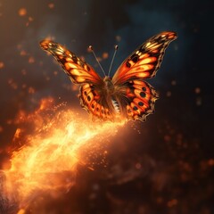 Poster - butterfly with fire illustration