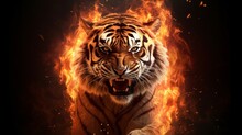 Tiger With Fire Illustration Template Background