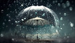 © Oleksandr - Transparent umbrella under rain against water drops splash background. Rainy weather concept