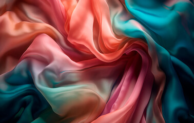 Colorful background of smooth silk created with Generative AI technology