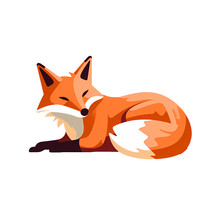 Simplified Cartoon Fox Vector Image Logo Design  Isolated