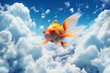 A fish out of water. flying goldfish. Generative ai