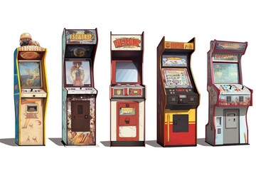 Poster - vintage slot machines isolated on white background. AI generated
