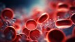 microscope blood cells close up - Generative AI