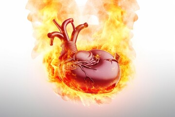 Aufkleber - burning heart isolated on white background. AI generated