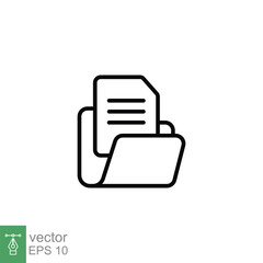 Poster - Document file icon. Simple outline style. Collect, account, data bank, information, open folder concept. Thin line symbol. Vector symbol illustration isolated on white background. EPS 10.