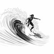 © premiumdesign - Surfer Athelete Logo. Generative AI