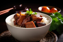Thit Kho - A Braised Pork Vietnamese Dish Served With Rice, Flavored With Fish Sauce, Sugar, And Black Pepper, Generative AI