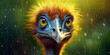 emu bird, bright wildlife, vibrant blured background, Generative AI