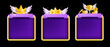© Oleksandra - 3D game frame UI background shield, vector victory player award, winner level up menu board, stars. Cartoon magic mobile app achievement kit, golden cup, crown, wings. Game frame reward prize medal