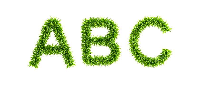 symbolic grassy alphabet 3d rendering