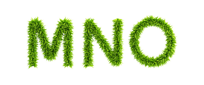 symbolic grassy alphabet 3d rendering
