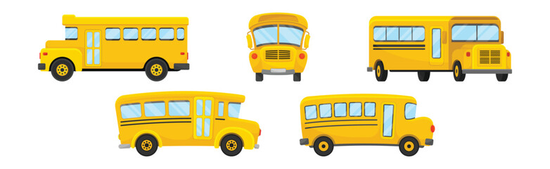 Sticker - Yellow School Bus Used for Transporting Students Vector Set