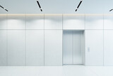 Fototapeta  - modern elevator with closed doors in office lobby, 3d rendering