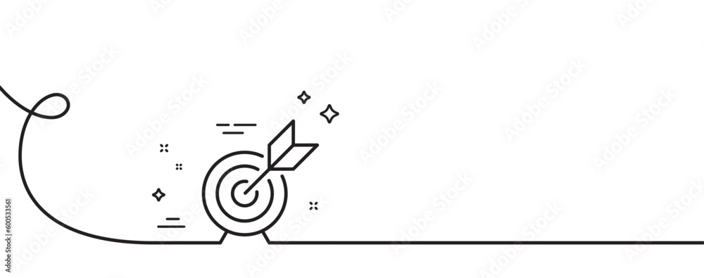 Success Target Line Target goal line icon. Continuous one line with curl. Success arrow ...