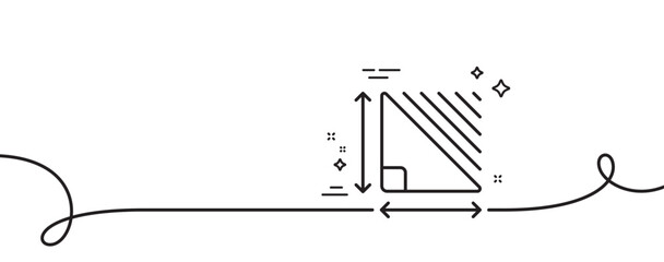 Poster - Triangle area line icon. Continuous one line with curl. Plan dimension sign. Territory measurement symbol. Triangle area single outline ribbon. Loop curve pattern. Vector
