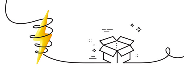 Poster - open box line icon. continuous one line with curl. delivery parcel sign. cargo package symbol. open 