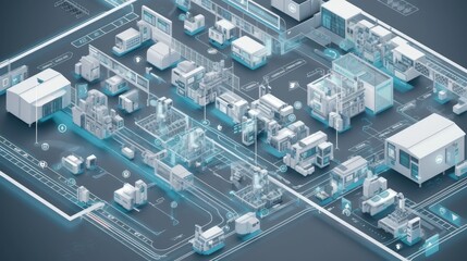 Wall Mural - The development of smart factories and connected systems. AI generated