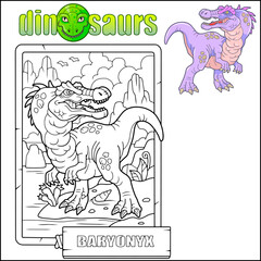 Sticker - prehistoric dinosaur Baryonyx, coloring book