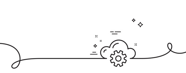 Aufkleber - cloud computing process line icon. continuous one line with curl. internet data storage sign. file h