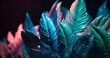 exotic tropical leaves edgy abstract background in blue