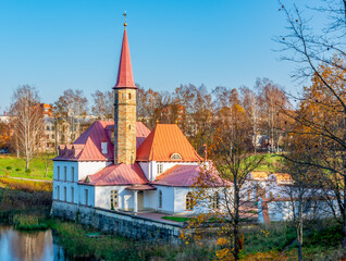 Wall Mural - Priory (Prioratsky) palace in Gatchina in autumn, Russia