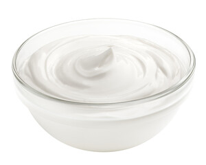 sour cream, mayonnaise, yogurt, isolated on white background, full depth of field