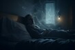 Woman in bed Struggling with Insomnia and Sleep Paralysis, nightmares