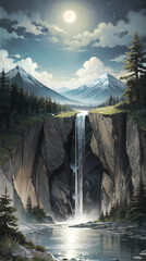 Wall Mural - Stunning Nighttime Landscapes: Capturing the Beauty of Nature, Fantasy, and Abstract Art in Ultra-Detailed Quality