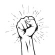 Handdrawn Grunge Fist Raised. Protest Or Rebel Concept