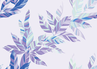 Wall Mural - Beautiful exotic leafage endless pattern design. Lush botanical spring fashion cloth print.