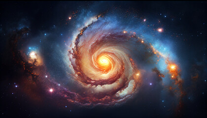 Stars and space at the center of the milky way galaxy for cosmic design, Generative AI