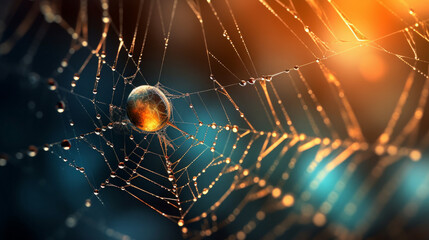 Wall Mural - microscope photography of a spider web