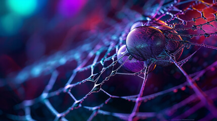 Wall Mural - microscope photography of a spider web