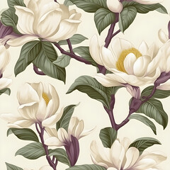 Magnolia seamless pattern vintage illustration