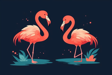 Wall Mural - Pink flamingo bird logo icon design vector illustration. Ai generated