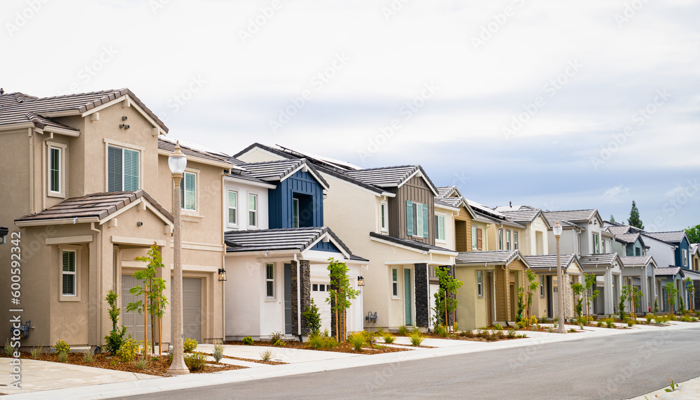 Long Row Window Long row of single Family Homes Stock Photo | Adobe Stock