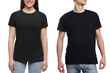 © New Africa - People wearing black t-shirts on white background, closeup. Mockup for design