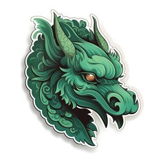 Wall Mural - Green wood dragon, generative ai illustration