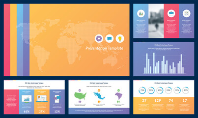 Wall Mural - Elements of infographics for presentations templates. Annual report, leaflet, book cover design. Brochure layout, flyer template design. Corporate report, advertising template in vector Illustration. 