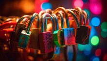 Love Metallic Bond: A Padlock Symbol Of Togetherness And Security Generated By AI