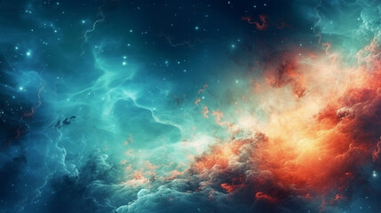 Wall Mural - Generative AI, a nebula or galaxy theme for a space or science-oriented website design