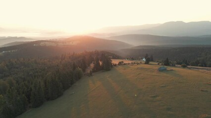 Wall Mural - Summer sunrise at the carpathinans mountains, drone view